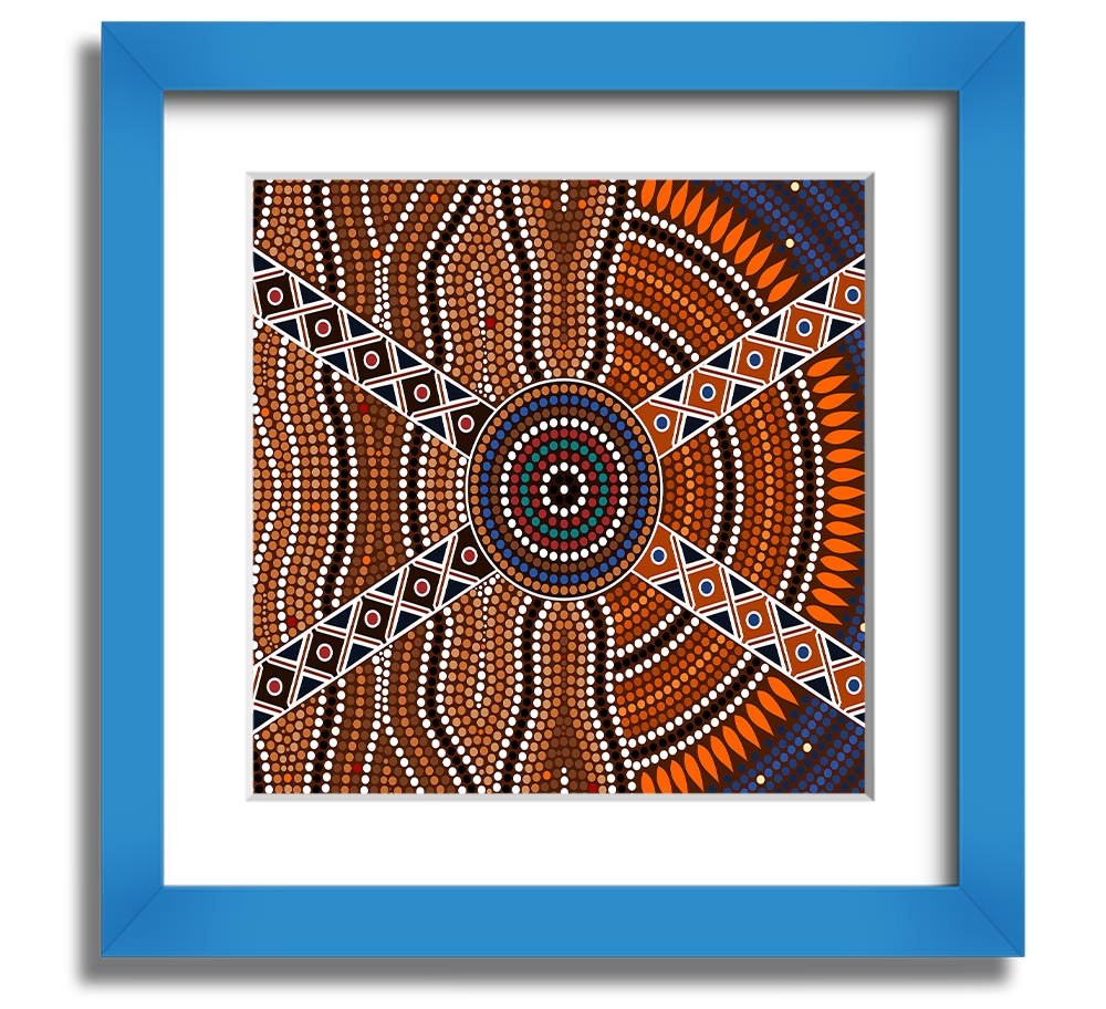 Aboriginal Pattern 2 Square Framed Print showcasing intricate designs in a stylish frame.